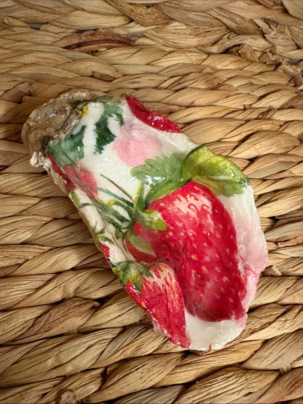 Hand Crafted Strawberry Shell Accent Trinket Jewelry Dish